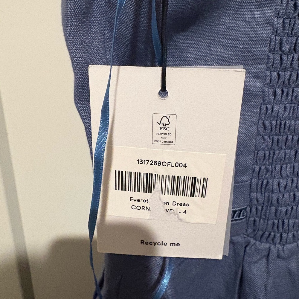 Reformation Everett Linen Dress Size 4 Cornflower NWT - Picture 6 of 6